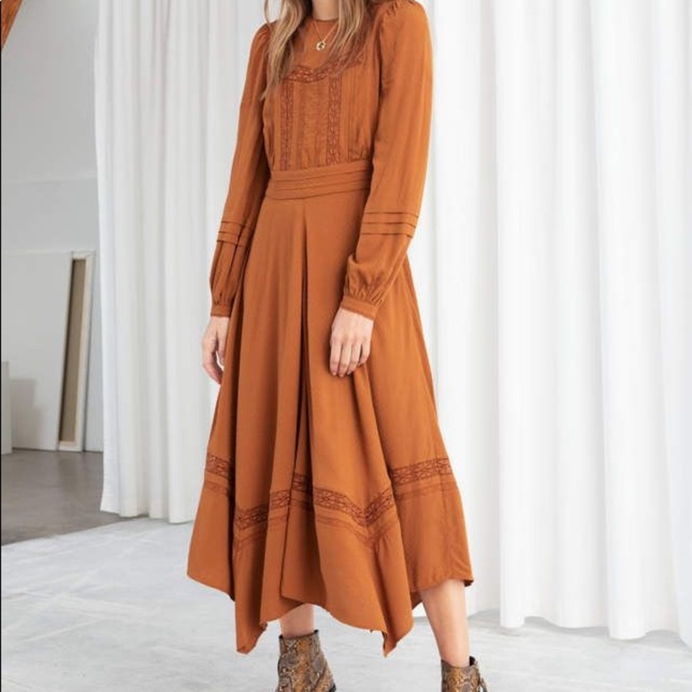 & Other Stories lace trim midi dress